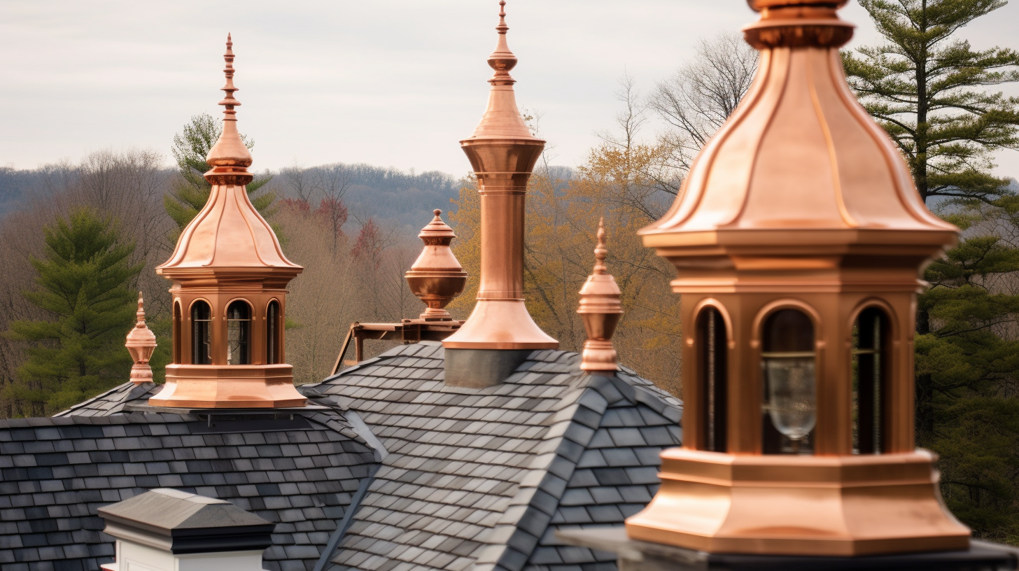 Rooftop decorated with copper finials