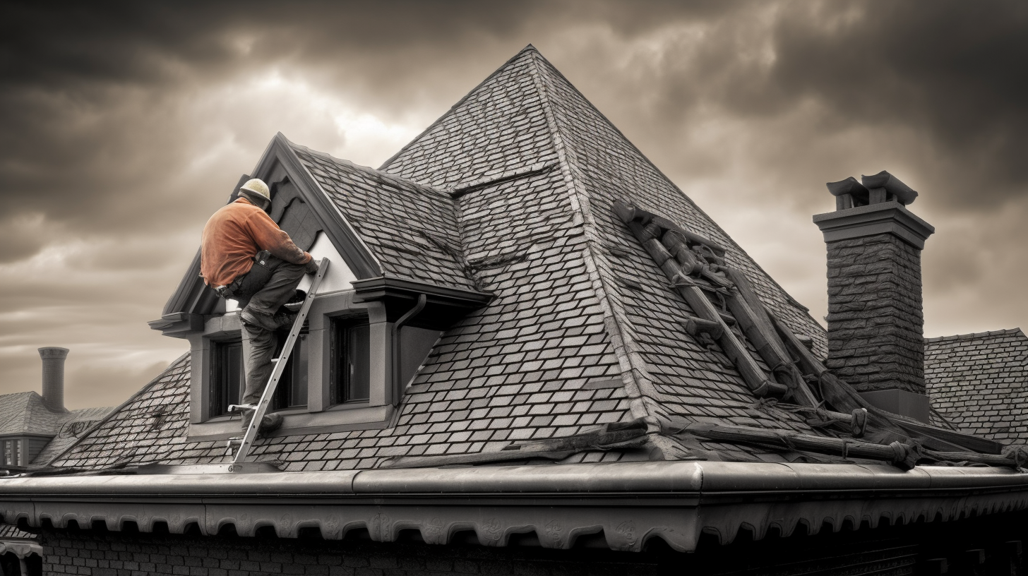 Professional roofer working