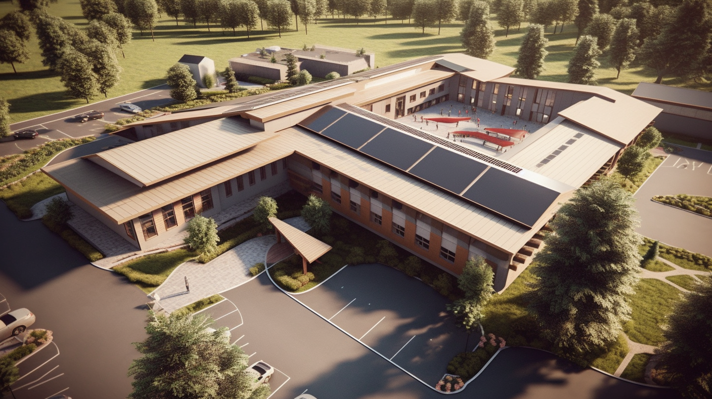 Functional school roof featuring solar panels and more