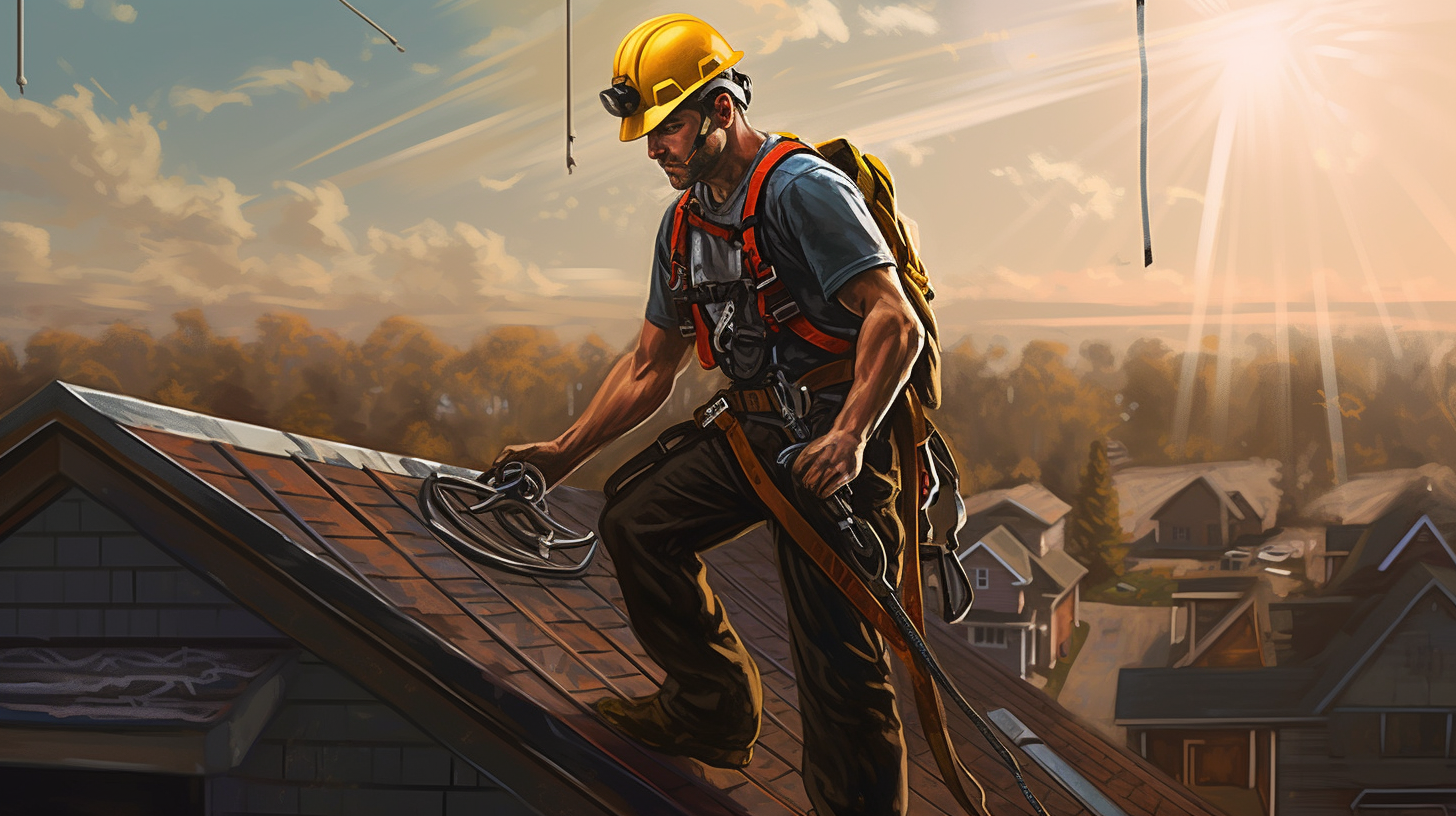 Roofer with ppe on for protection