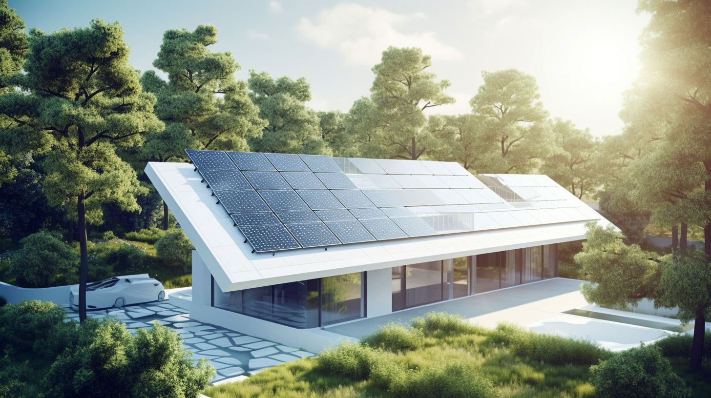 White reflective roofing with solar panels demonstrating maximum efficiency