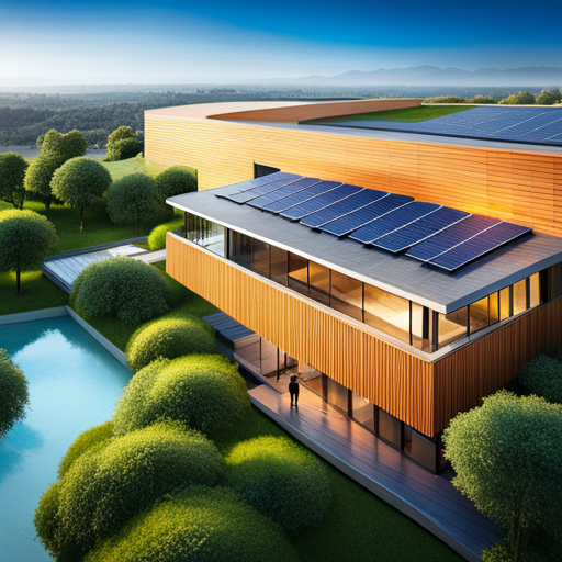 An abstract illustration showcasing a rooftop with solar panels and greenery intermixed, highlighting the potential for hybrid solar roofing solutions to optimize energy generation