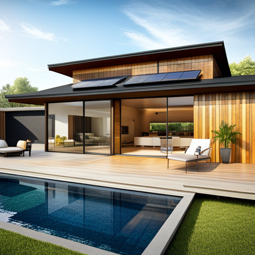 An image of a sleek, modern home with a seamless roof covered in solar shingles