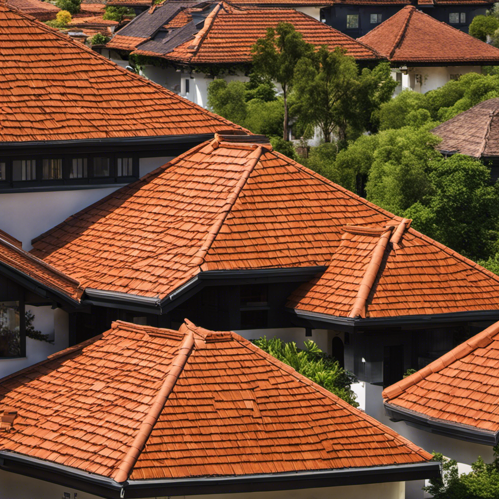 An image showcasing various roofing materials and their unique complexities: a steep-sloped metal roof reflecting sunlight, a flat rubber roof with intricate waterproofing layers, and a thatched roof requiring meticulous weaving and maintenance