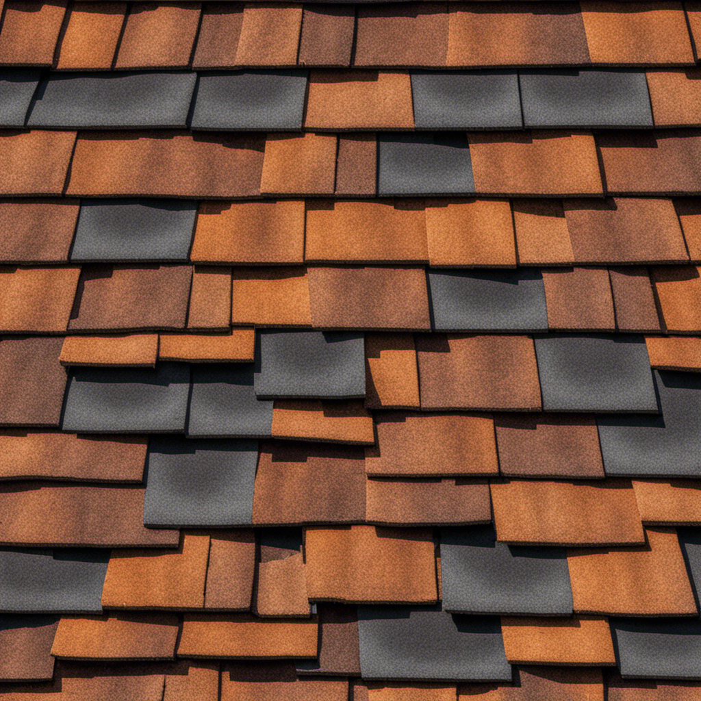 An image showcasing a roof in Oklahoma with multiple layers of shingles, each layer distinct in color and texture