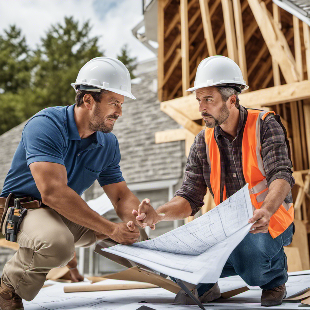 An image featuring a homeowner and a roofer engaged in a conversation