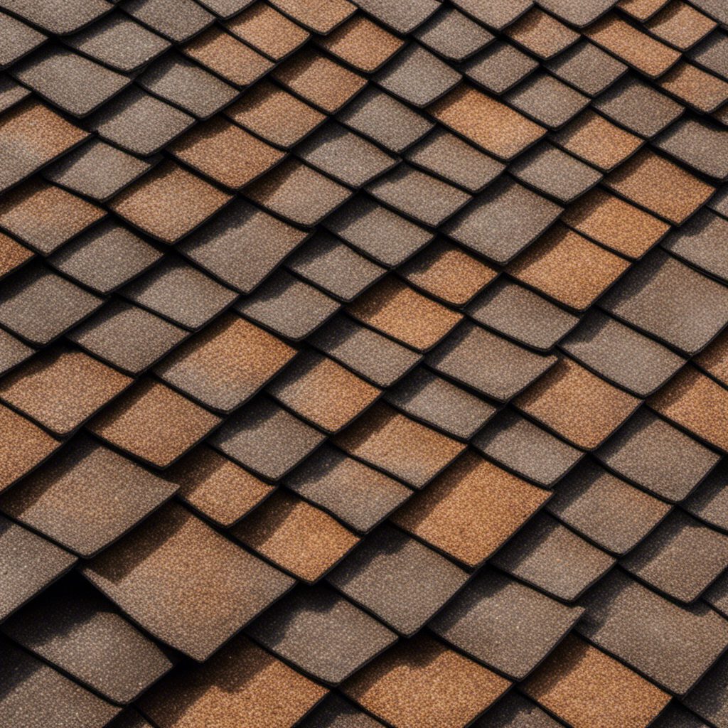 An image showcasing a close-up view of a shingle roof, vividly capturing the devastating impact of large hailstones