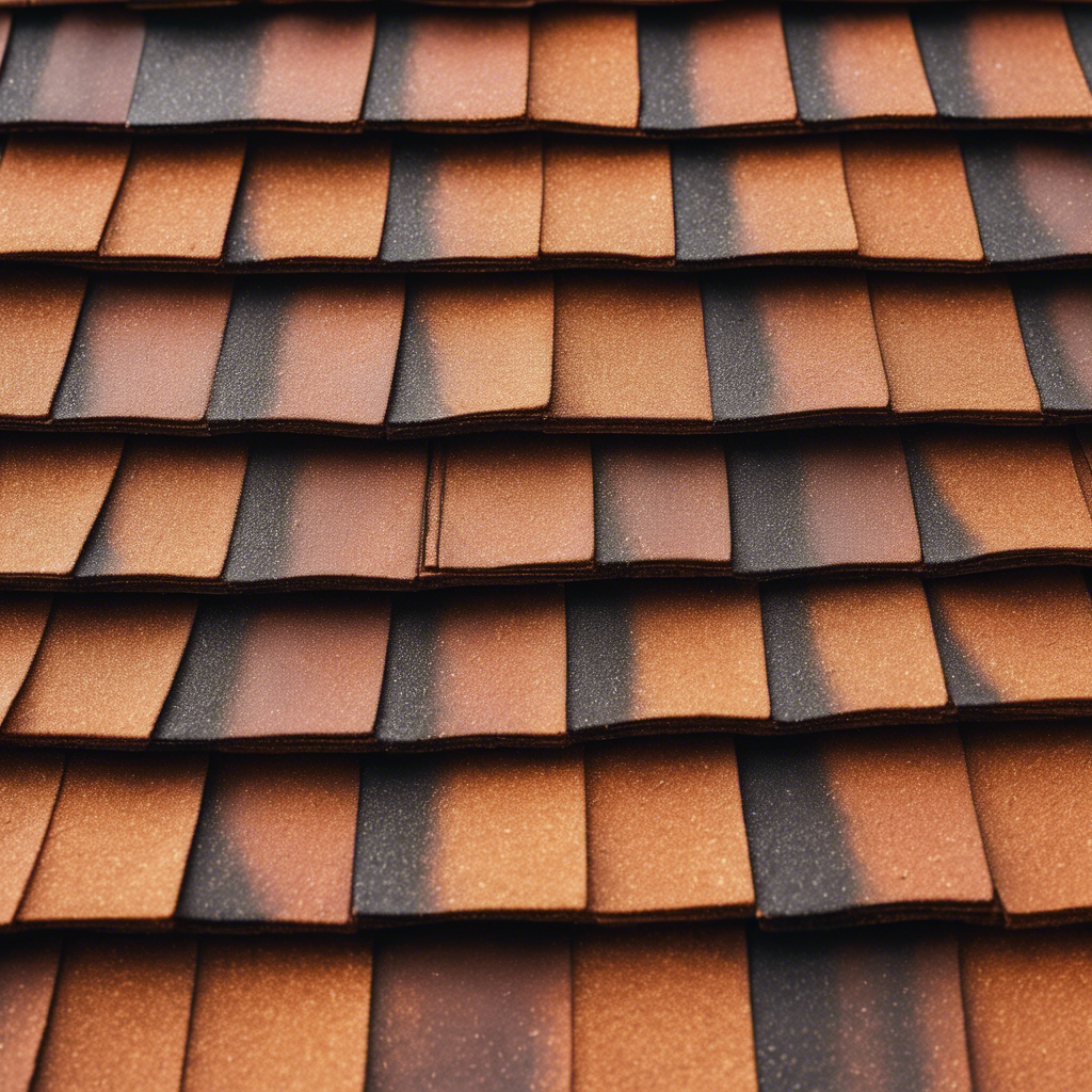 An image featuring a close-up of a roof shingle with glue oozing out from its edges, illustrating the debate over whether roof shingles should be glued down